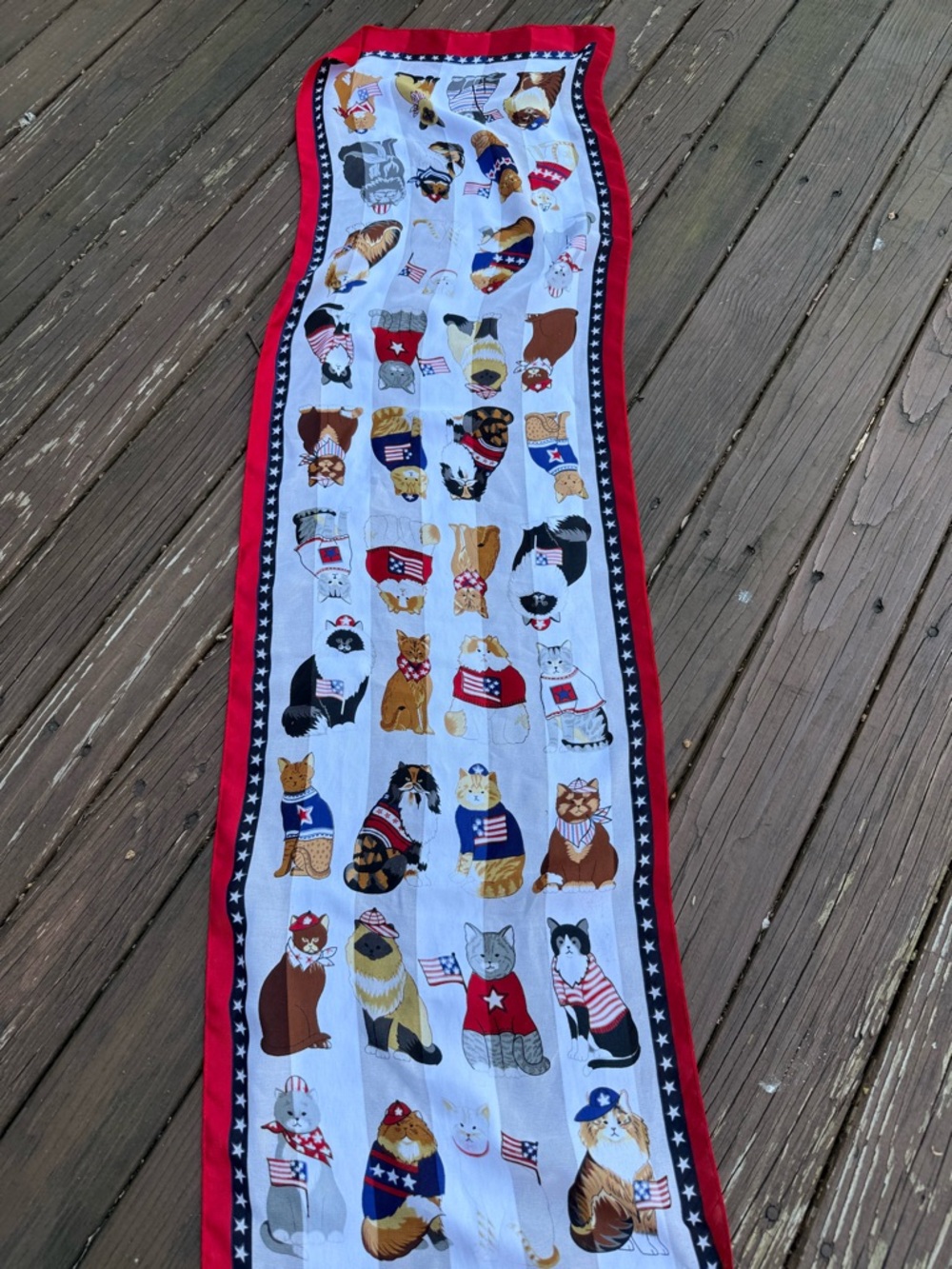 Bicentennial Cat scarf July 4 Cats Red White Blue Patriotic - Picture 5 of 5